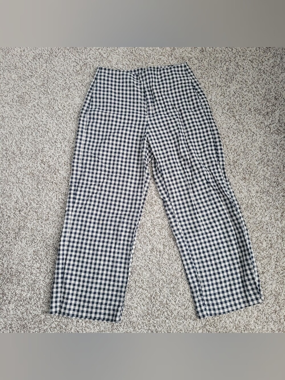 Gap Linen Pants Straight Leg Black Beige Gingham Check Checkered Plaid 4